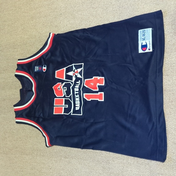 Vintage CHAMPION Alonzo Mourning #14 USA Olympics Jersey Dream Team II 90’s - Picture 1 of 6